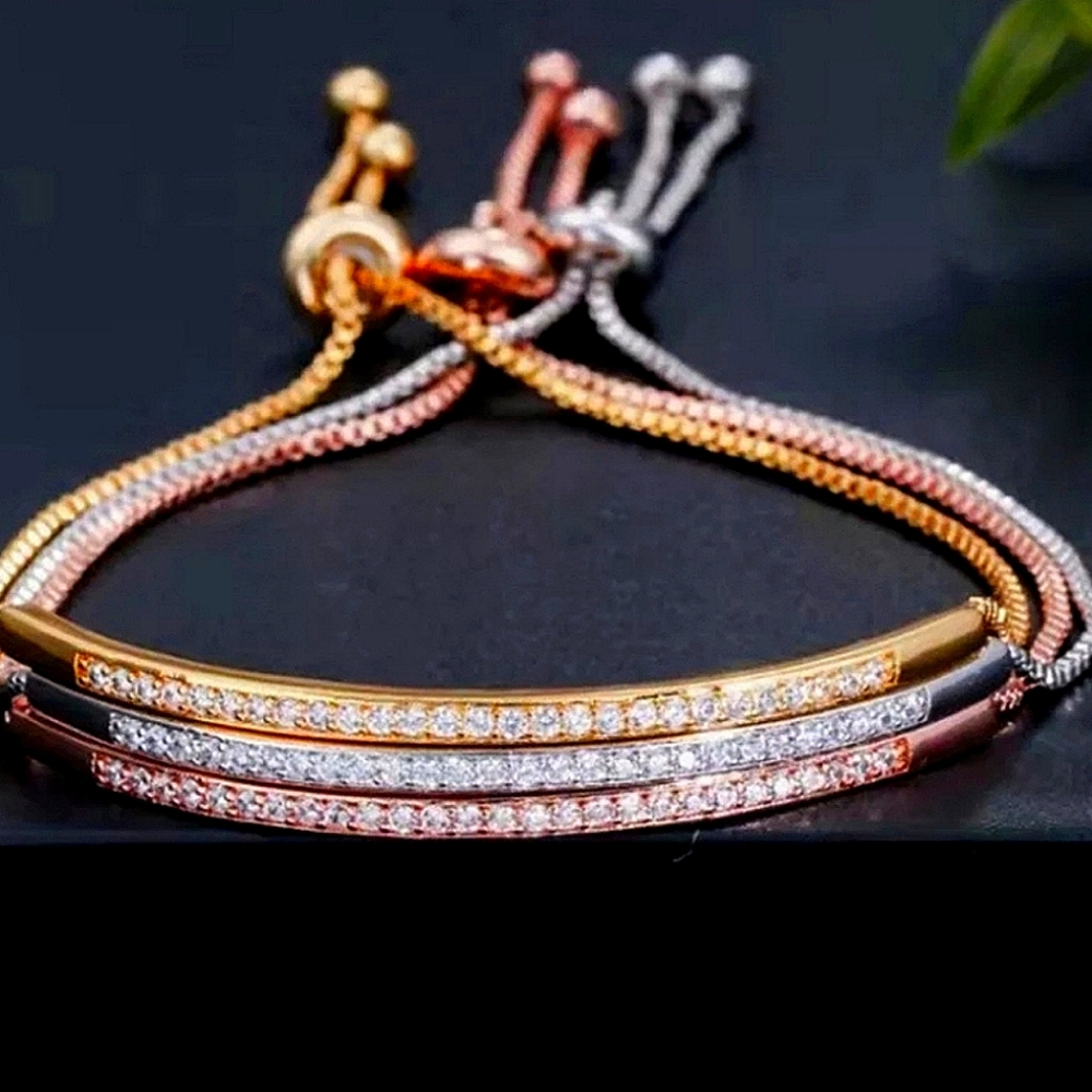 stacking bracelets colors: gold silver rose gold one of each